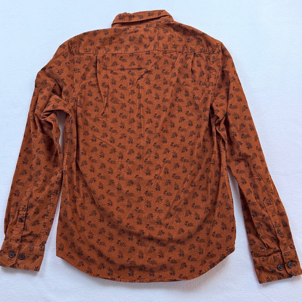 Express Corduroy Button Down Shirt Women XS Rust Orange Goblin Earthy Forest - Picture 4 of 6